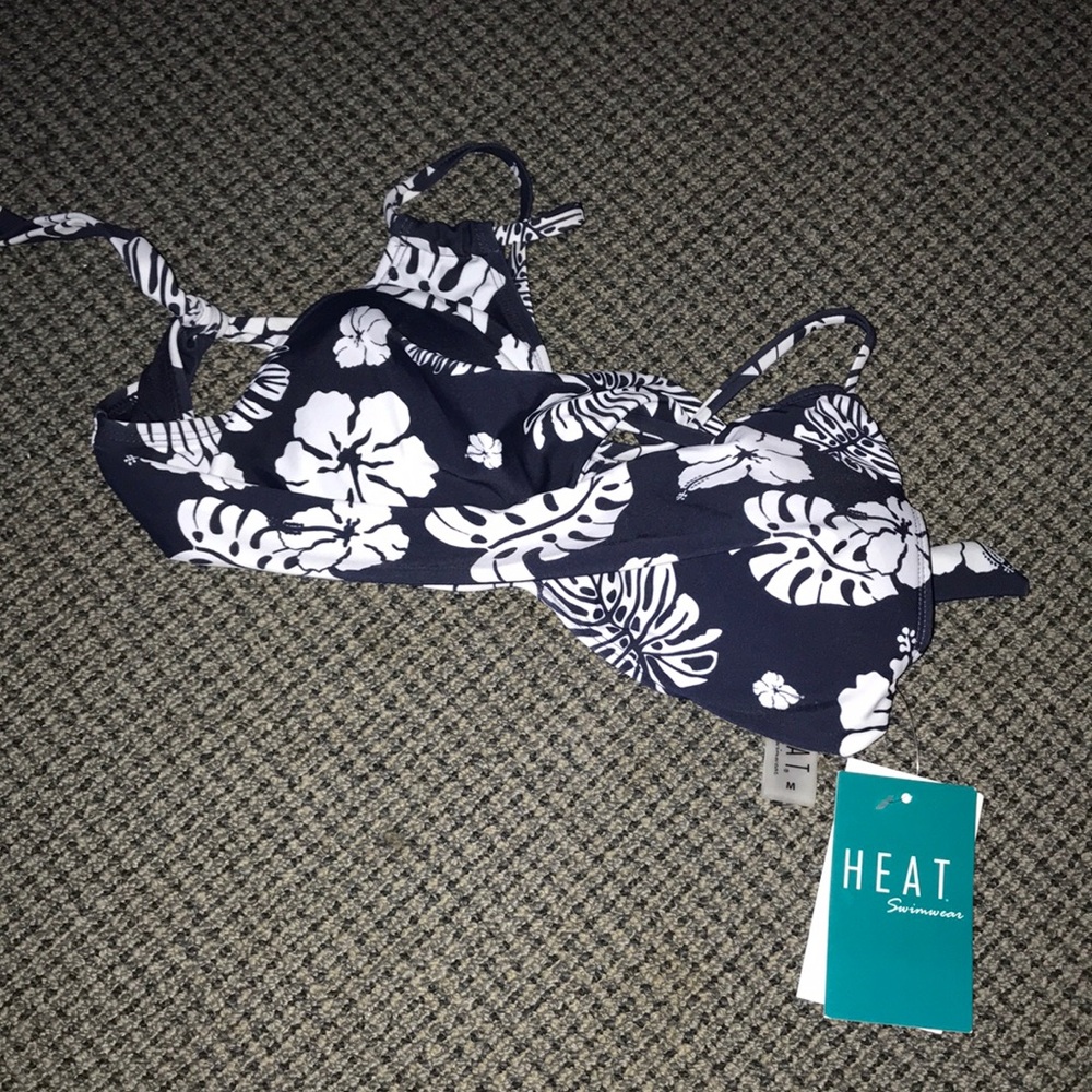 HEAT Navy Floral Underwire Bikini Top